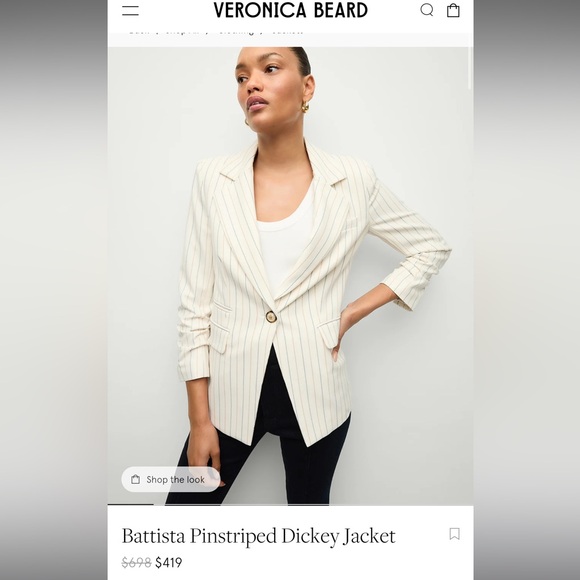 Veronica Beard White and Blue Pinstripe Blazer - Picture 2 of 5